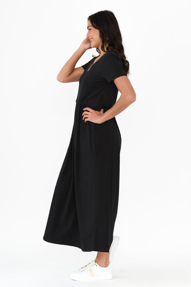 Deidra Black Cotton Pocket Dress image 3