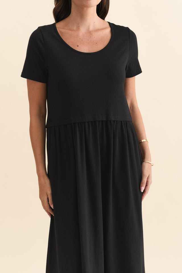 Deidra Black Cotton Pocket Dress image 5