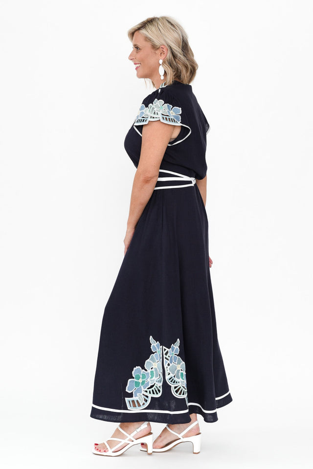Delray Navy Lapis Embroidered Dress image 4