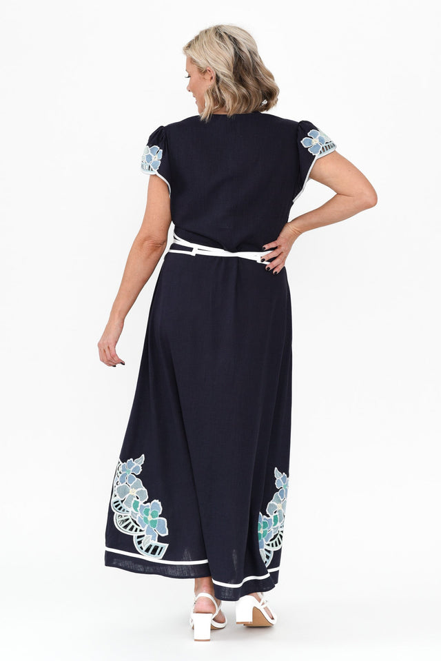 Delray Navy Lapis Embroidered Dress image 5