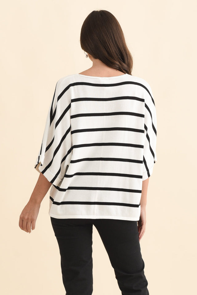 Derby White Stripe Cotton Blend Knit Top,Brunette model,alt text|model:MJ image 6