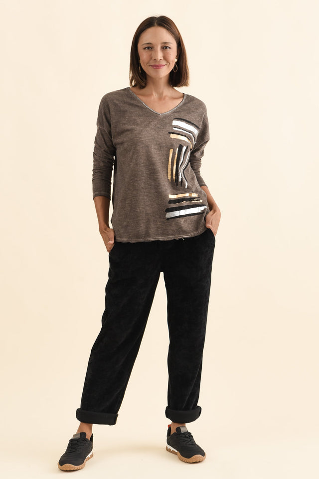Agatti Black Drawstring Pants,Brunette model,alt text|model:Cara image 7