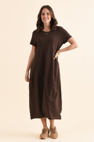 Diana Chocolate Cotton Pocket Dress