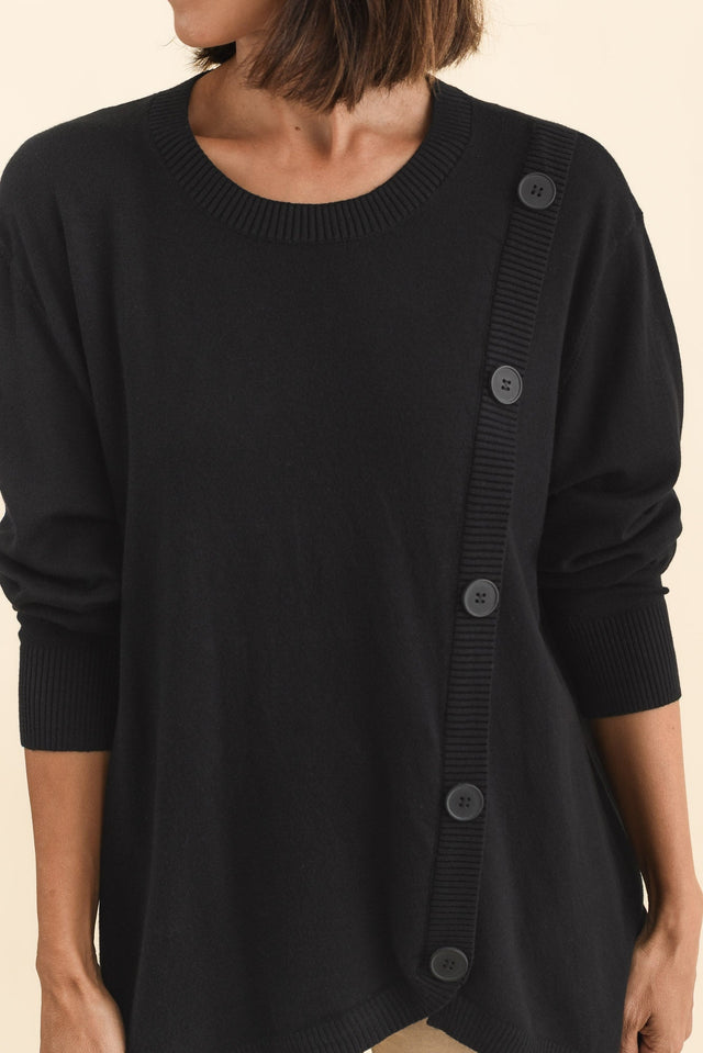 Dianne Black Button Knit Jumper,Brunette model,alt text|model:Cara image 6