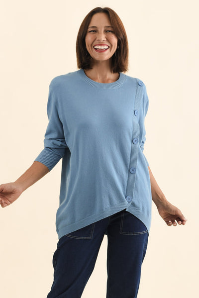Dianne Blue Button Knit Jumper