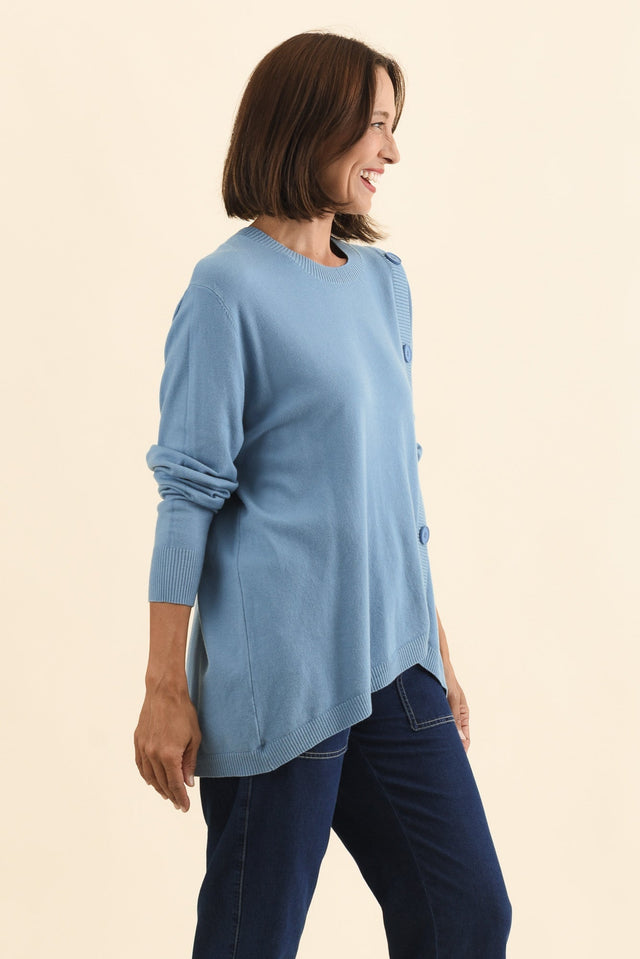 Dianne Blue Button Knit Jumper,Brunette model,alt text|model:Cara image 4