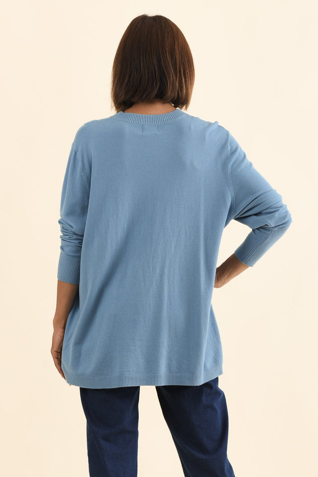 Dianne Blue Button Knit Jumper,Brunette model,alt text|model:Cara image 5