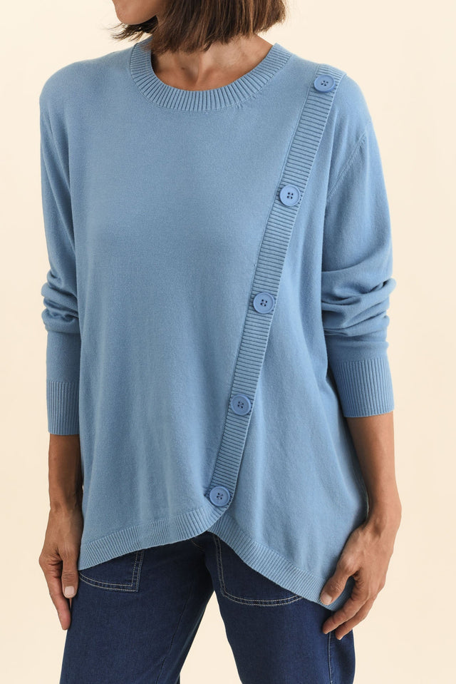 Dianne Blue Button Knit Jumper,Brunette model,alt text|model:Cara image 6