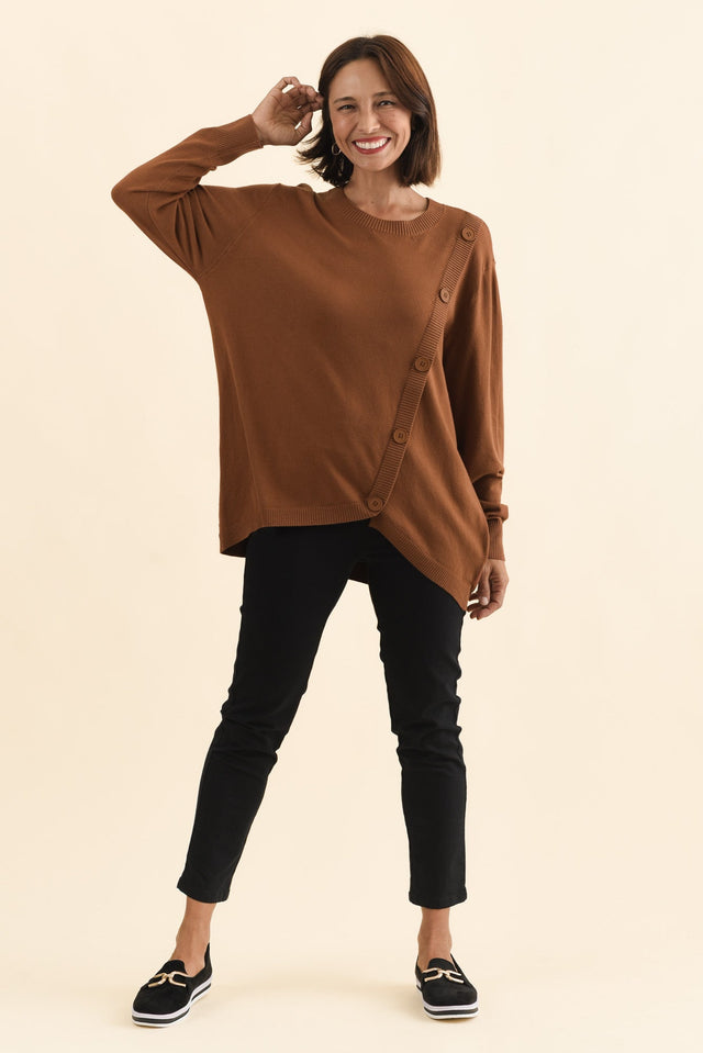 Dianne Chocolate Button Knit Jumper,Brunette model,alt text|model:Cara image 8