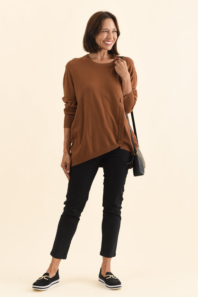 Dianne Chocolate Button Knit Jumper,Brunette model,alt text|model:Cara image 4