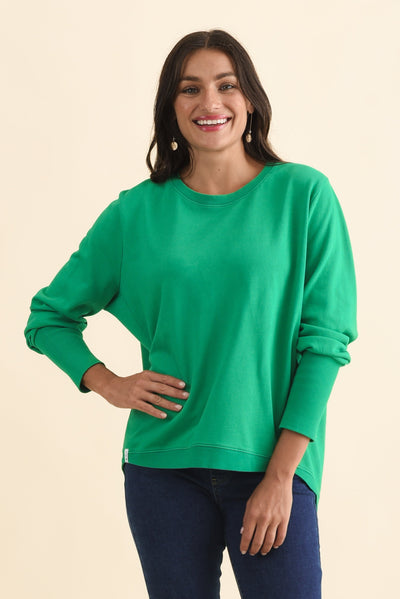 Divine Forest Green Cotton Crew Sweatshirt