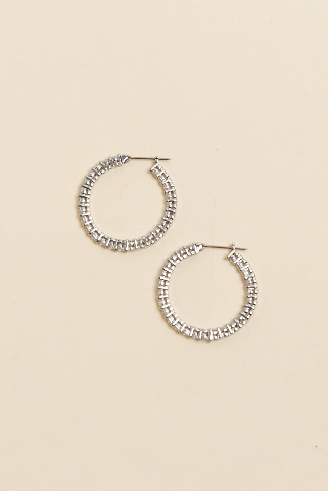 Dolce Vita Silver Diamante Hoop Earrings