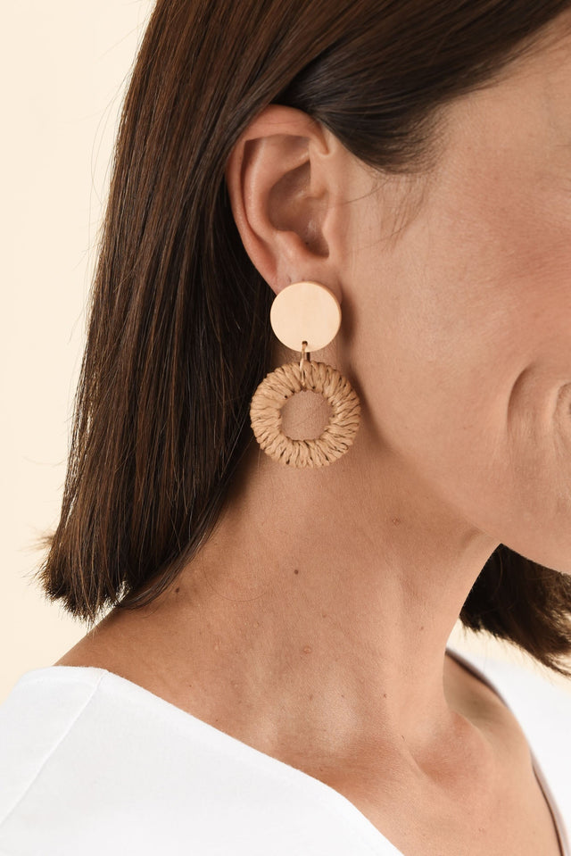 Dome Natural Rattan Disc Earrings