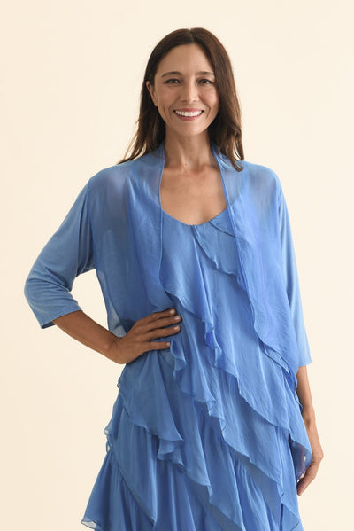 Gianetta Blue Silk Cardigan