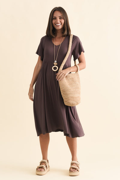 Donna Brown Gathered Dress