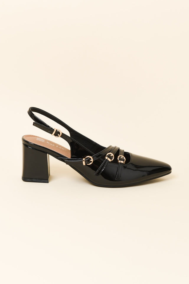 Duchess Black Patent Leather Slingback Heel