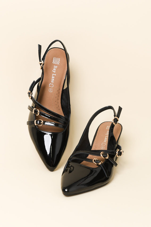 Duchess Black Patent Leather Slingback Heel