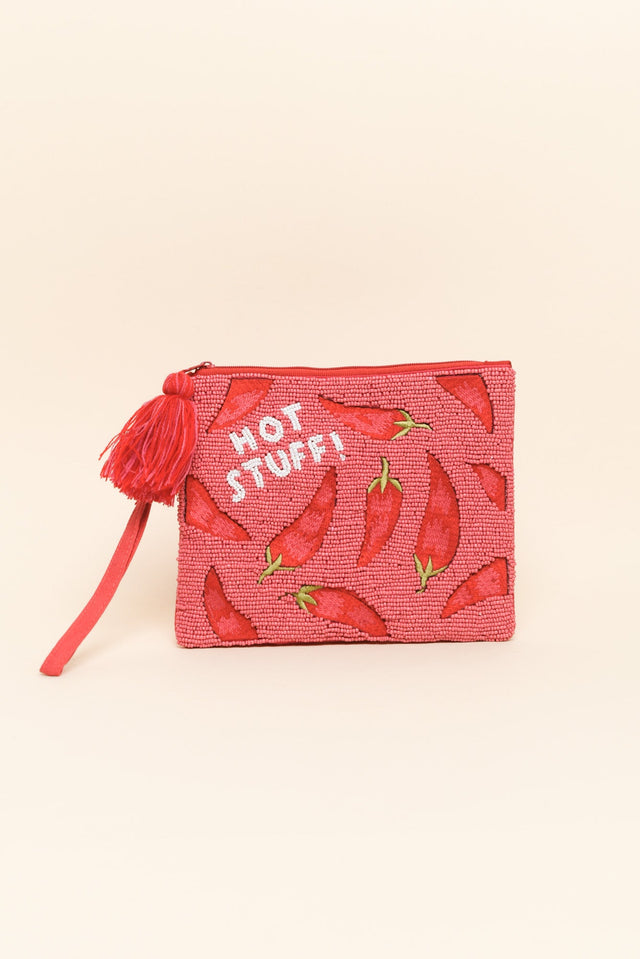Dulce Hot Pink Chilli Beaded Clutch