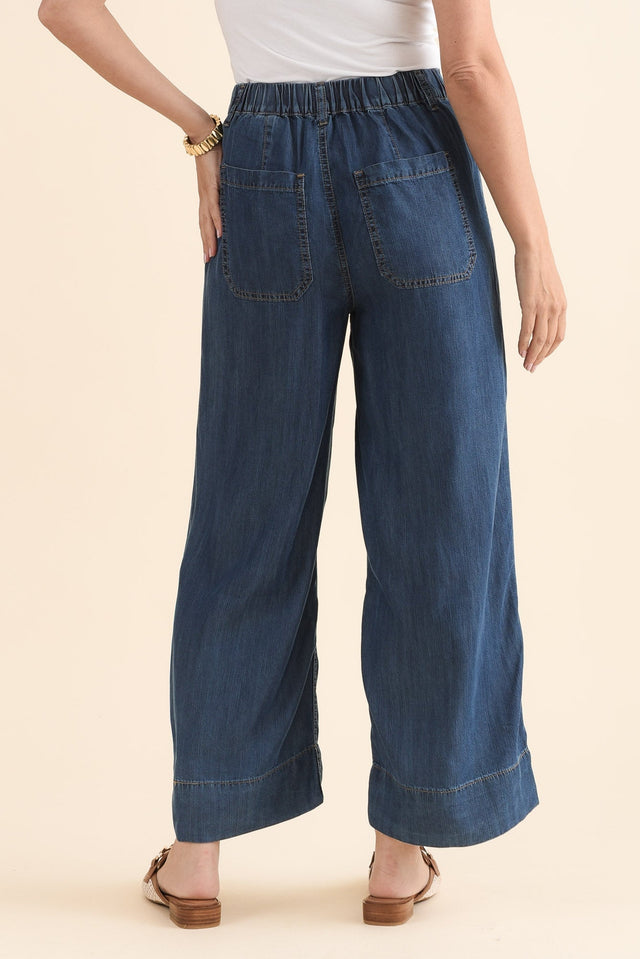 Dune Dark Denim Wide Leg Pants,Back,Brunette model,alt text|model:MJ image 4