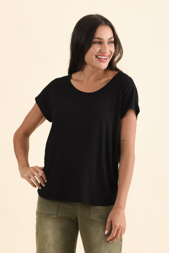 Eadie Black Bamboo Top,Lifestyle