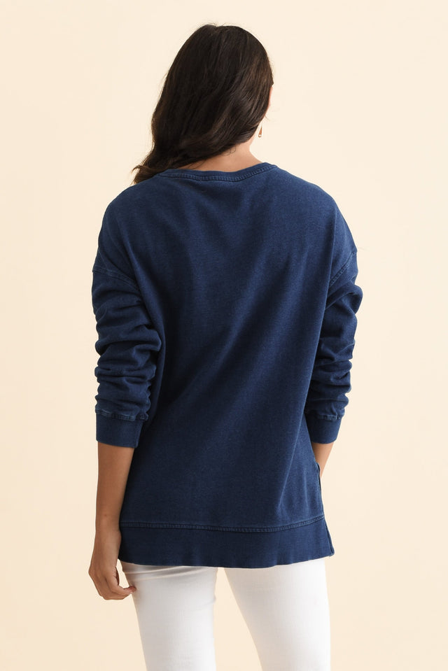 Easy Navy Cotton Crew Sweatshirt,Brunette model,alt text|model:Brontie image 6