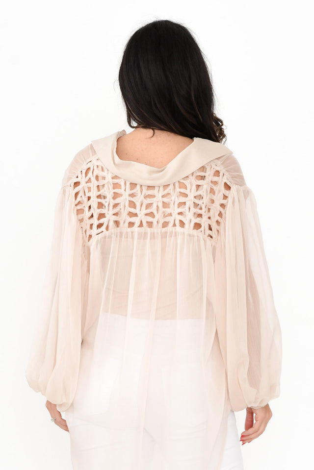 Eden Cream Collared Shirt,Brunette model,alt text|model:Nicole image 5