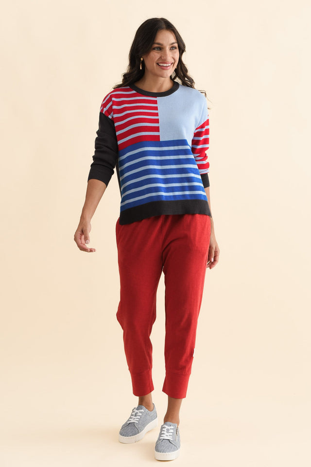 Effie Blue Stripe Knit Jumper,Brunette model,alt text|model:Brontie image 8