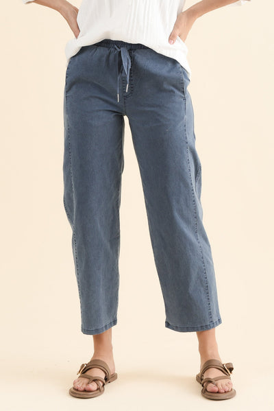 Eleanor Washed Blue Drawstring 7/8 Pants