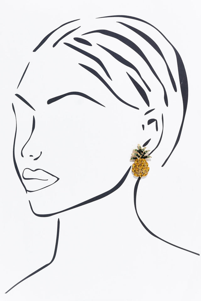 Elijah Gold Pineapple Stud Earrings image 2