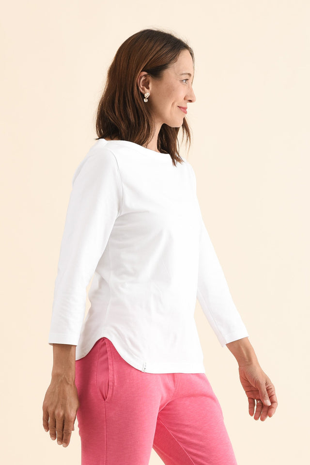 Eliza White Cotton Boatneck Tee image 3