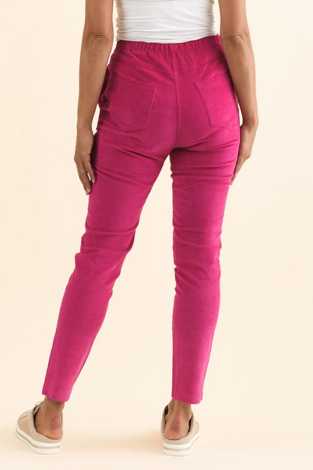 Elle Hot Pink Corduroy Pants,Brunette model,alt text|model:Cara image 5