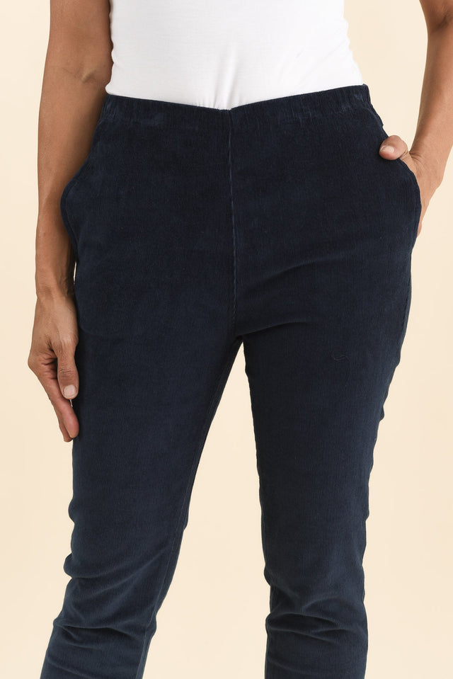 Elle Navy Corduroy Pants,Brunette model,alt text|model:Cara image 6