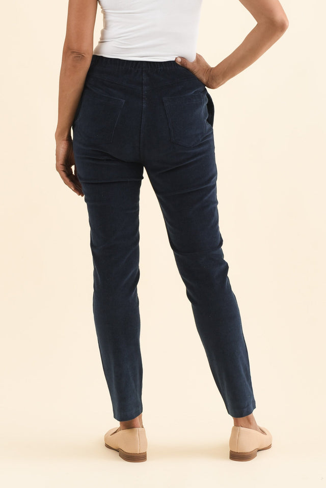 Elle Navy Corduroy Pants,Brunette model,alt text|model:Cara image 5