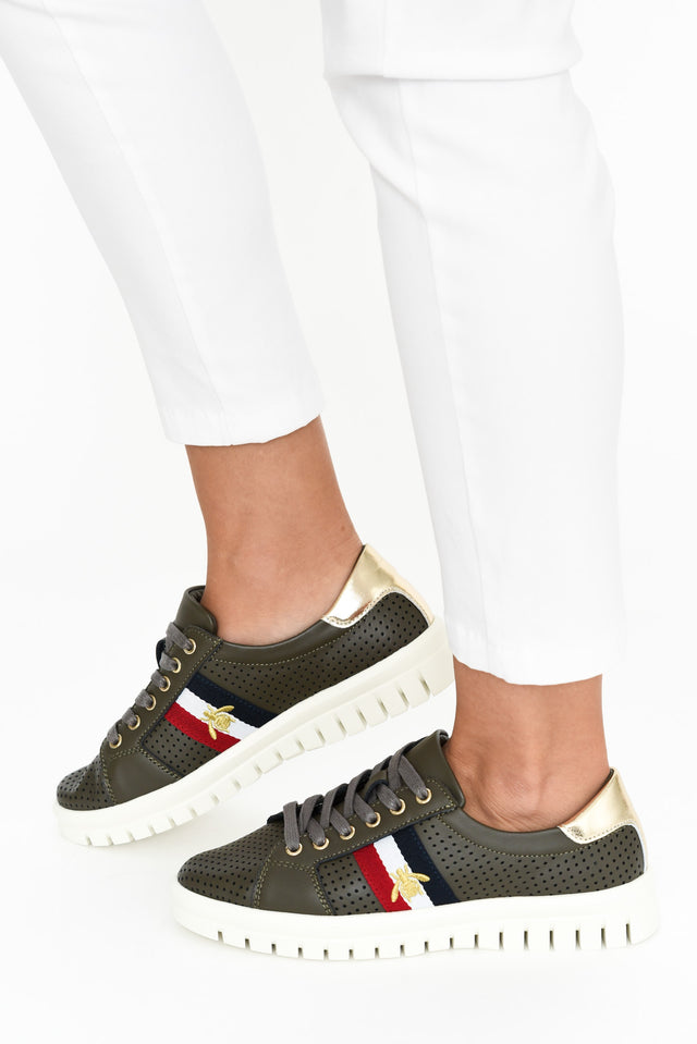 Elope Khaki Bee Leather Sneaker image 5