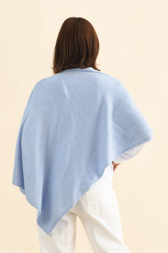 Elorie Blue Cotton Cashmere Poncho image 4