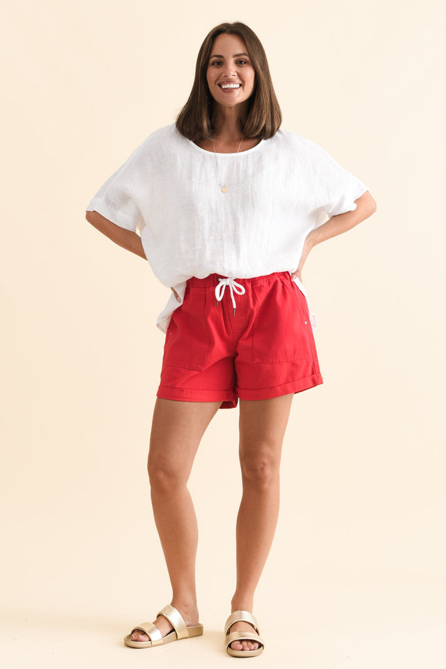 Emma Cherry Denim Relaxed Shorts,Brunette model,alt text|model:MJ image 3