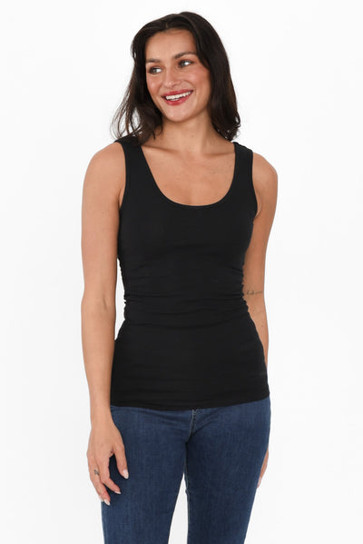 Emma Black Cotton Tank Top