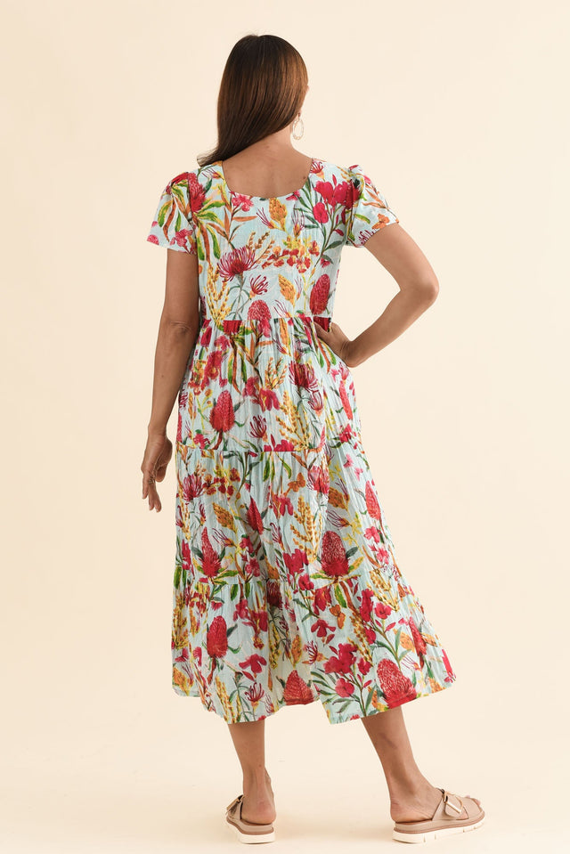 Emmi Pink Flower Cotton Pocket Dress,Back,Brunette model,alt text|model:Cara image 4