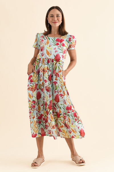 Emmi Pink Flower Cotton Pocket Dress