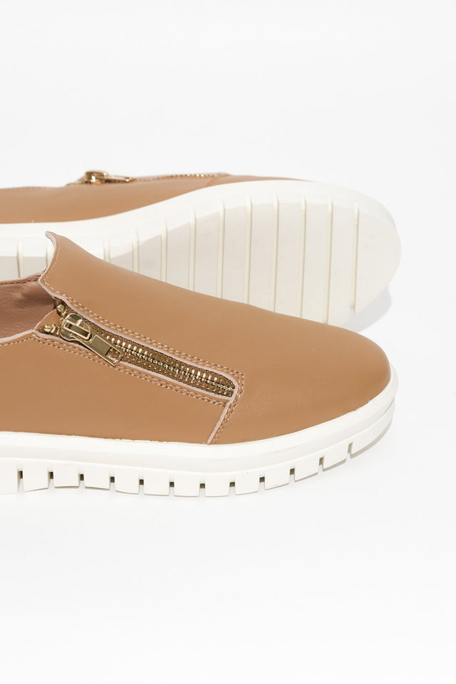 Enjoy Camel Leather Zip Sneaker image 3