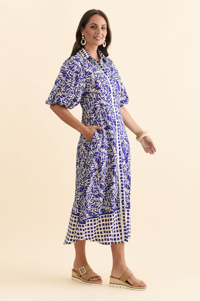 Eri Blue Fern Tie Dress,Brunette model,alt text|model:MJ image 5
