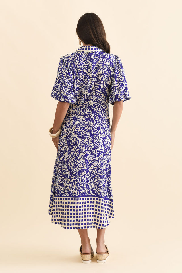 Eri Blue Fern Tie Dress,Brunette model,alt text|model:MJ image 6