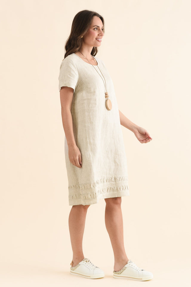 Erikson Natural Linen Pocket Dress,Side,Brunette model,alt text|model:MJ image 3