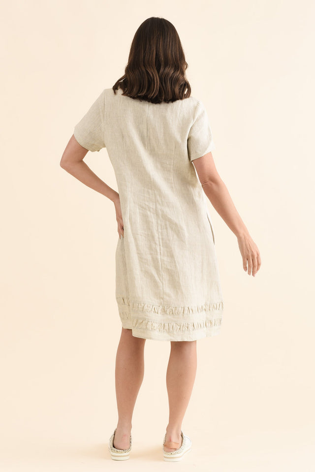 Erikson Natural Linen Pocket Dress,Back,Brunette model,alt text|model:MJ image 4