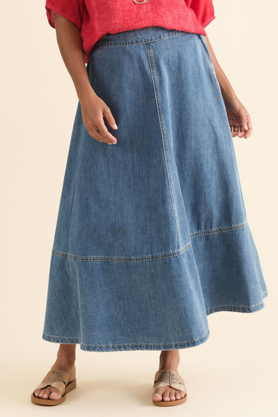 Estelle Blue Denim Midi Skirt