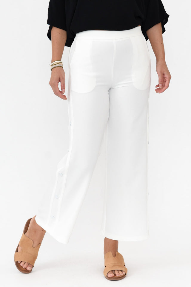 Estelle White Wide Leg Pant alt text|model:Ashleigh