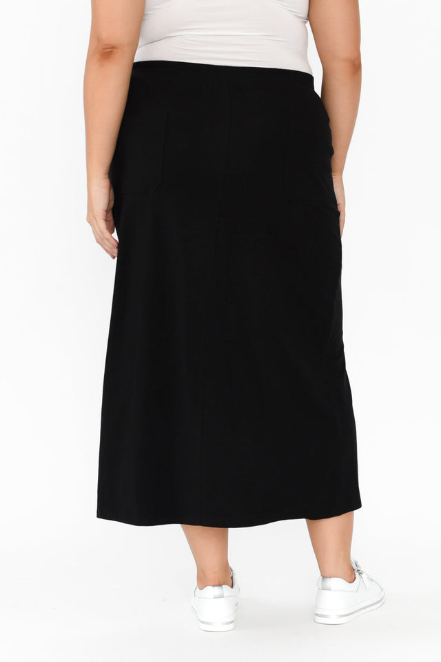 Etta Black Cotton Pocket Skirt,Brunette model,alt text|model:Gabby image 11