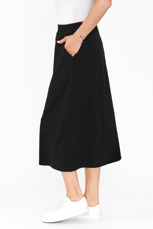 Etta Black Cotton Pocket Skirt,Brunette model,alt text|model:Elouise image 5