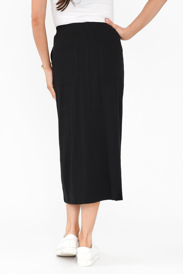 Etta Black Cotton Pocket Skirt,Brunette model,alt text|model:Elouise image 6