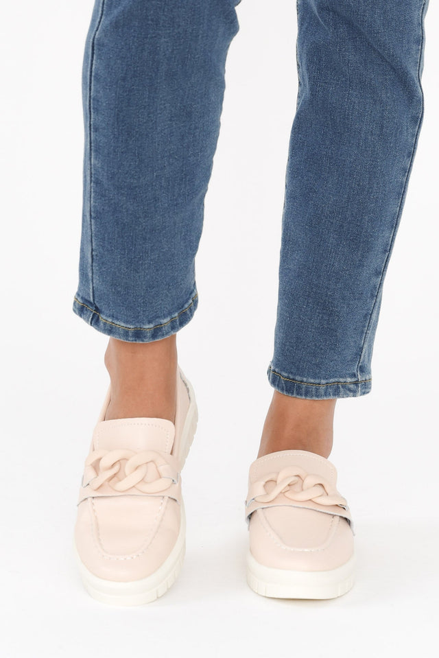 Euston Nude Leather Chain Loafer image 7